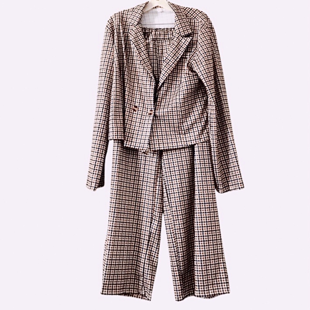 Plaid Print Casual Suit